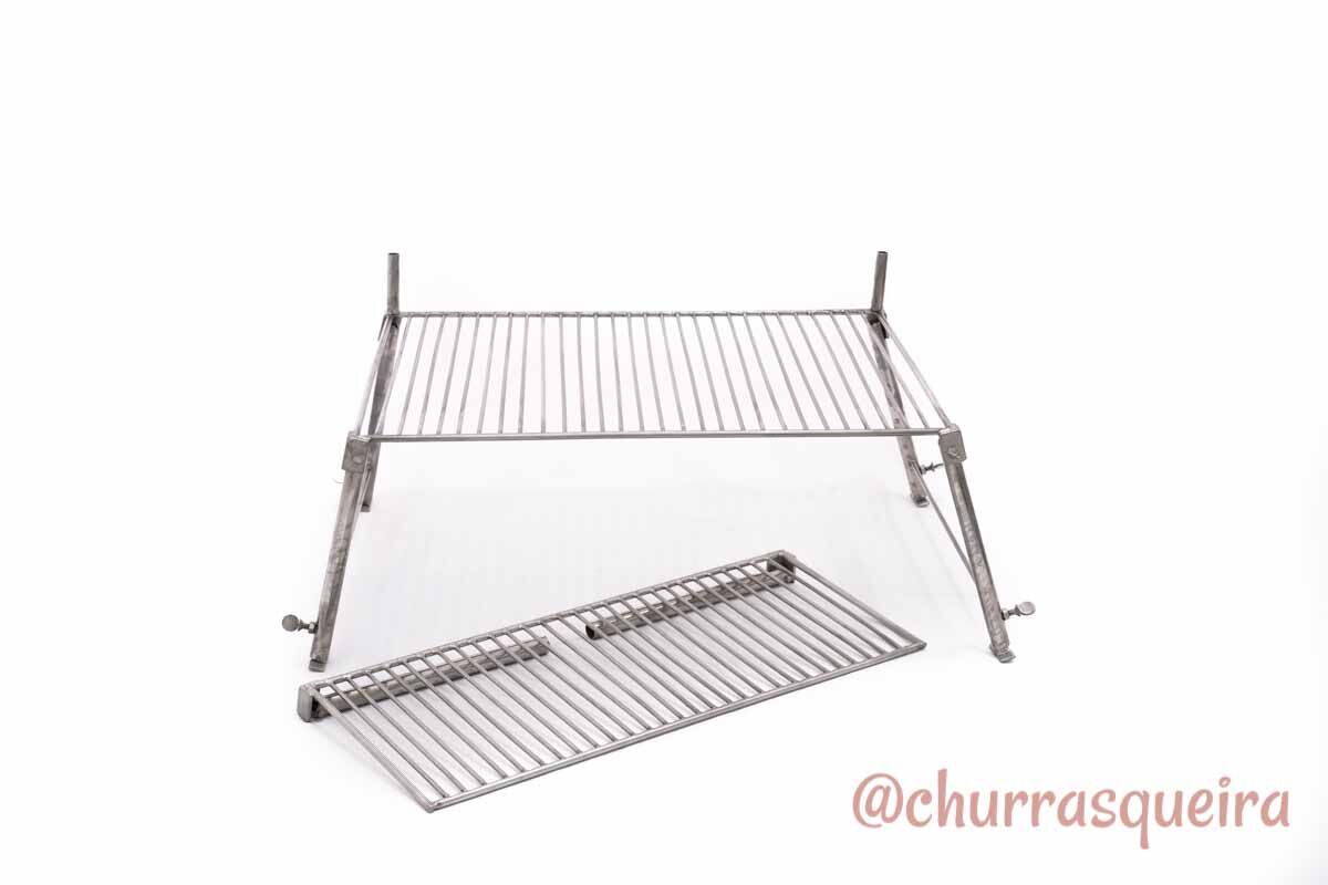 Grelha Portátil p/ Camping com Grelha Auxiliar Inox 304