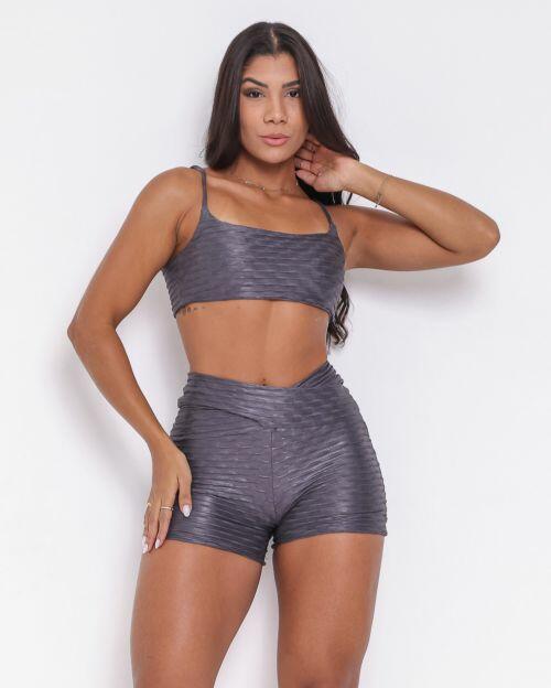 Conjunto Short B�sico C�s Cruzado Textura Gloss Carbox + Top Ju