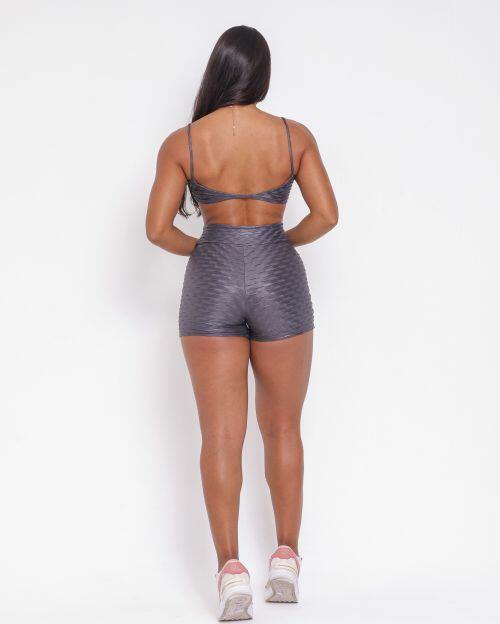 Conjunto Short Básico Cós Cruzado Textura Gloss Carbox + Top Ju