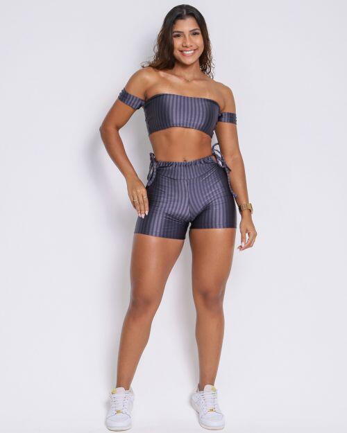 Conjunto Short Empina Ajuste Cirre Carbox + Top Ciganinha