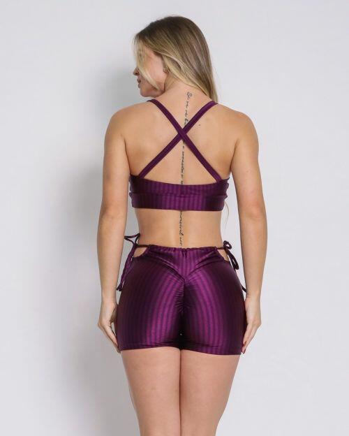 Conjunto Short Empina Ajuste Cirre Açaí + Top Tai