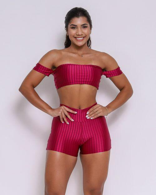 Conjunto Short B�sico Curtinho Cirr� Cereja + Top Ciganinha