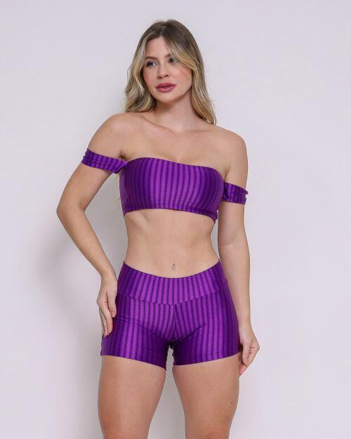 Conjunto Short B�sico Curtinho Cirr� Grape + Top Ciganinha
