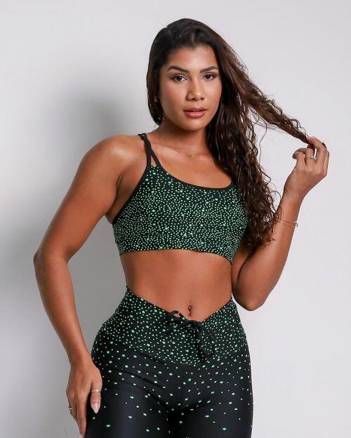 Top Lu Degradê Estrelas Verde Limão
