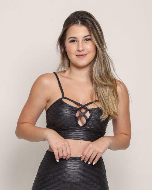 Top Tiras Textura Gloss Preto