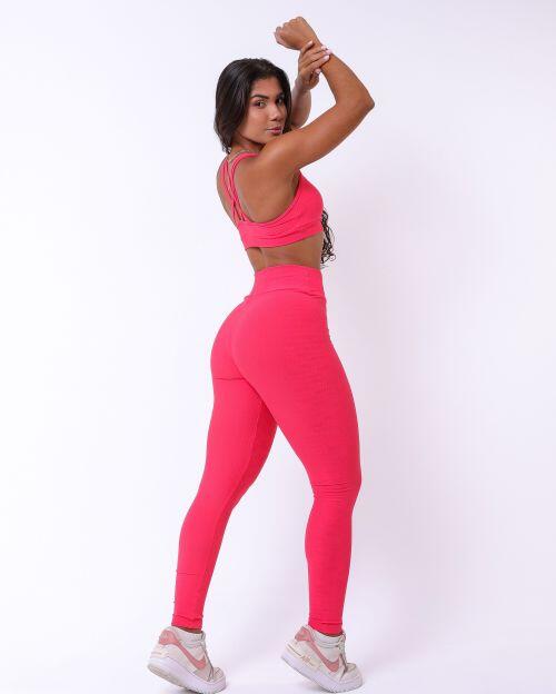 Conjunto Calça Legging Básica Jacquard Comfy + Top Lu