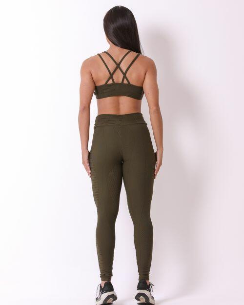 Conjunto Calça Legging Básica Jacquard Comfy + Top Lu