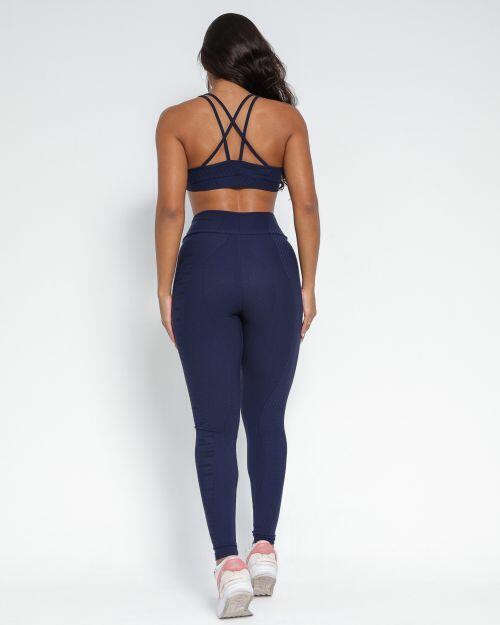 Conjunto Calça Legging Básica Jacquard Comfy + Top Lu