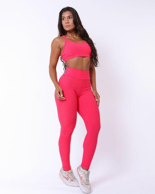 Conjunto Calça Legging Básica Jacquard Comfy + Top Lu
