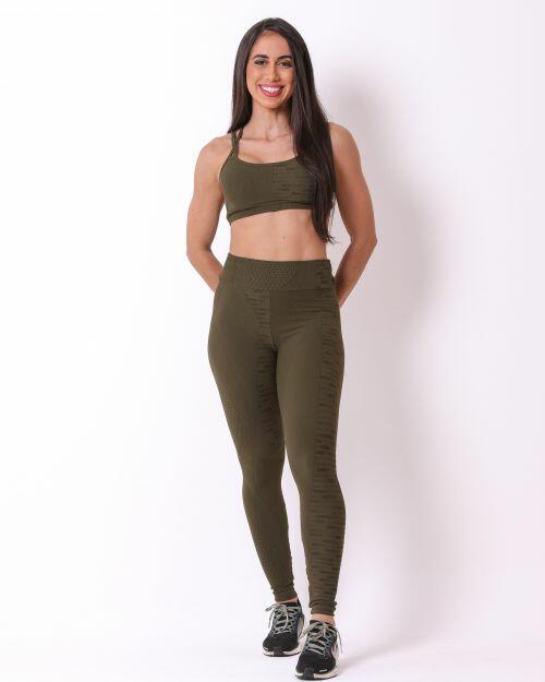 Conjunto Calça Legging Básica Jacquard Comfy + Top Lu