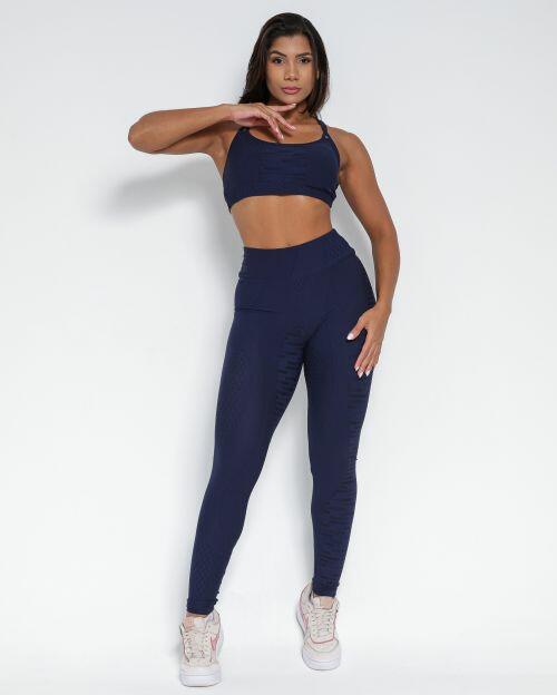 Conjunto Cal�a Legging B�sica Jacquard Comfy + Top Lu
