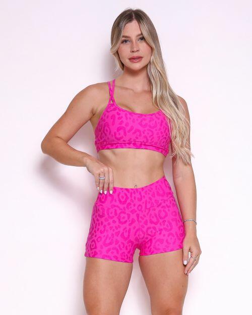 Conjunto Short Básico Curtinho New Onça Fit + Top Lu