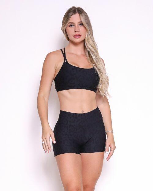 Conjunto Short Básico Curtinho New Onça Fit + Top Lu