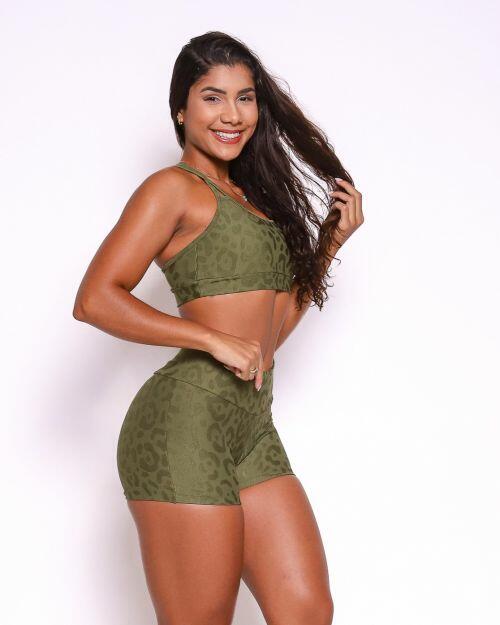 Conjunto Short Básico Curtinho New Onça Fit + Top Lu