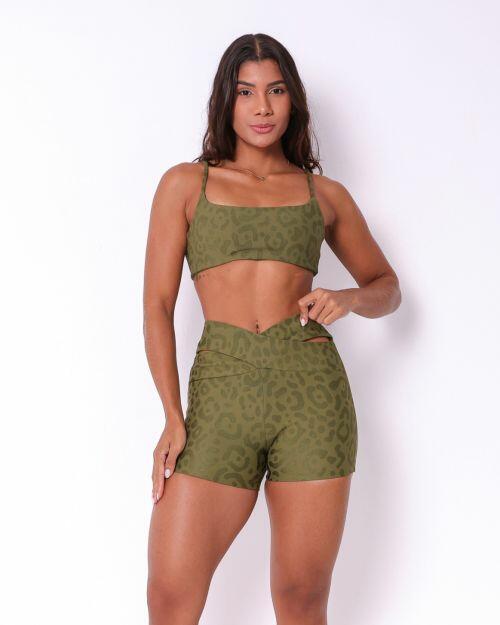Conjunto Short Básico Cós Cruzado New Onça Fit + Top Ju