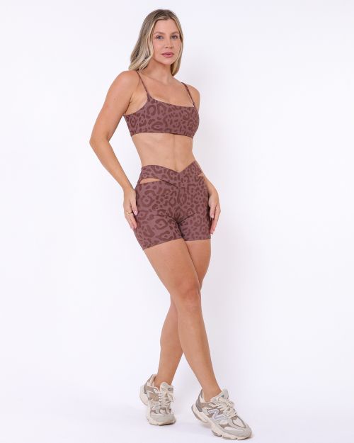 Conjunto Short Básico Cós Cruzado New Onça Fit + Top Ju