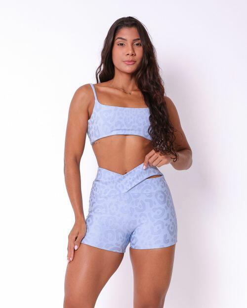 Conjunto Short Básico Cós Cruzado New Onça Fit + Top Ju