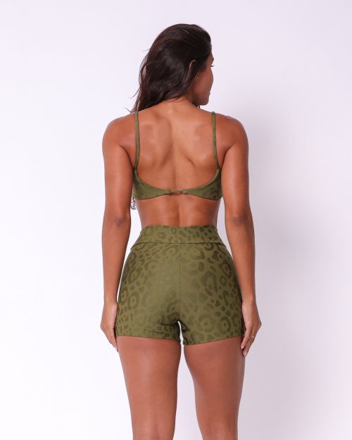 Conjunto Short Básico Cós Cruzado New Onça Fit + Top Ju
