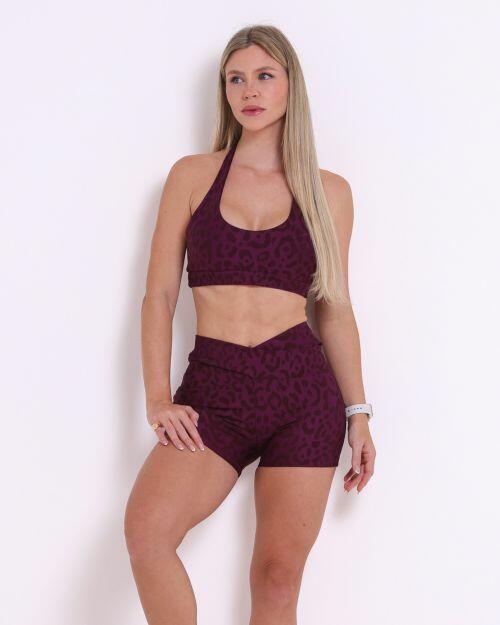 Conjunto Short Básico Cós Cruzado New Onça Fit + Top Jhully