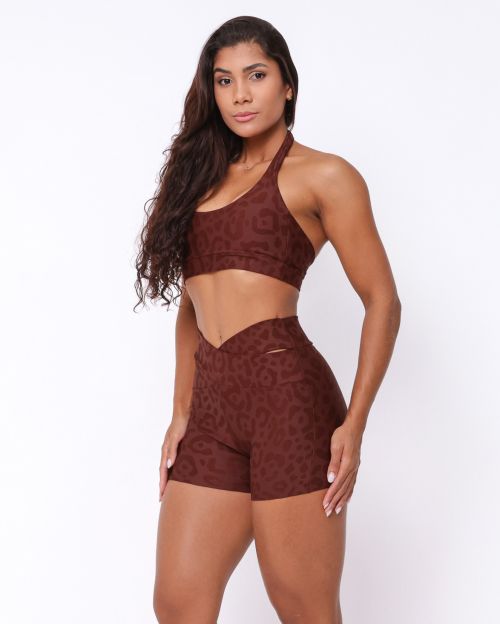 Conjunto Short Básico Cós Cruzado New Onça Fit + Top Jhully