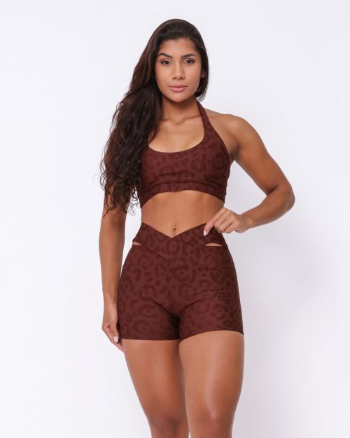 Conjunto Short Básico Cós Cruzado New Onça Fit + Top Jhully