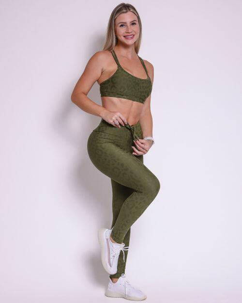 Conjunto Calça Legging Empina New Onça Fit + Top Lu
