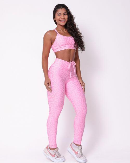 Conjunto Calça Legging Empina New Onça Fit + Top Lu
