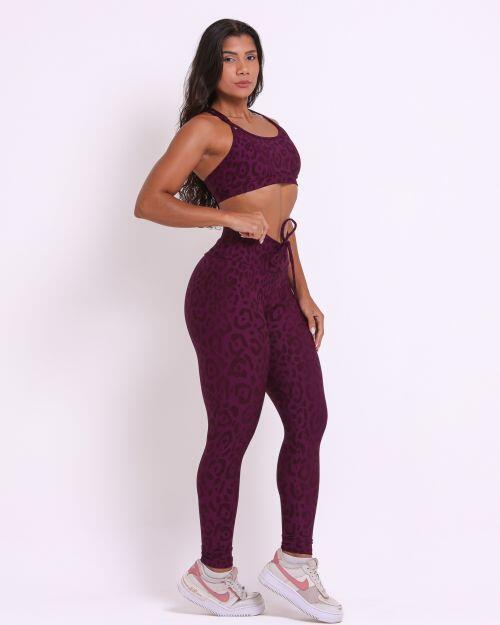 Conjunto Calça Legging Empina New Onça Fit + Top Lu