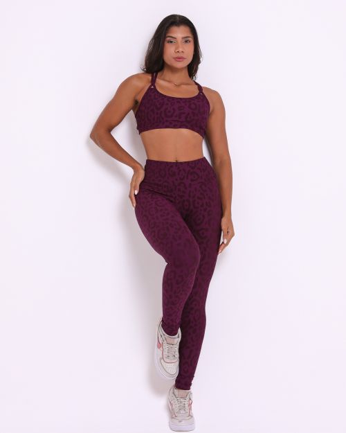 Conjunto Calça Legging Básica New Onça Fit + Top Lu