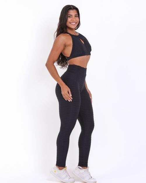 Conjunto Calça Legging Action Textura Lumy + Top Erika