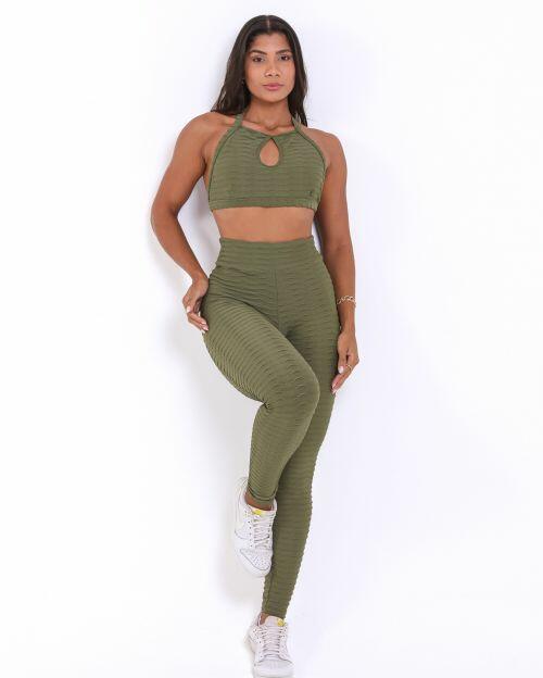 Conjunto Calça Legging Action Textura Lumy + Top Erika