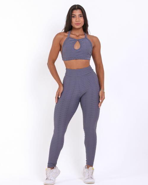 Conjunto Calça Legging Action Textura Lumy + Top Erika