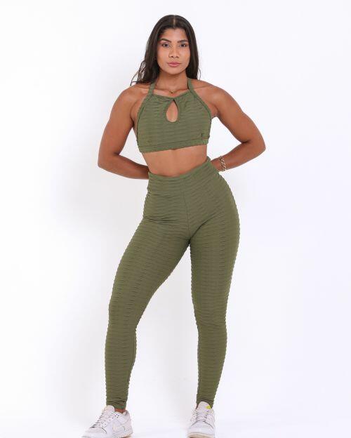 Conjunto Calça Legging Action Textura Lumy + Top Erika