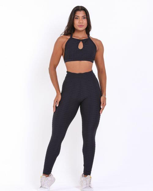 Conjunto Calça Legging Action Textura Lumy + Top Erika