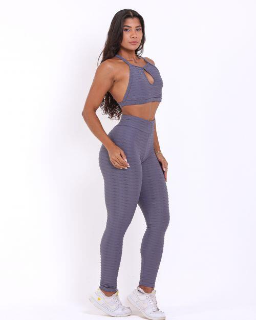Conjunto Calça Legging Action Textura Lumy + Top Erika