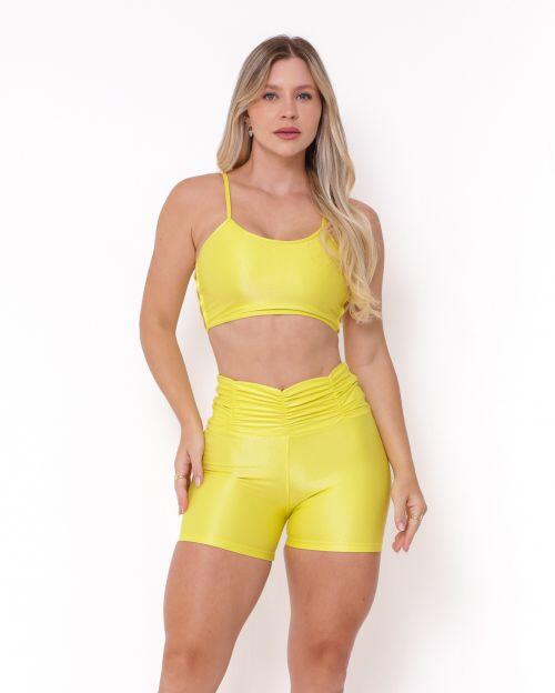 Conjunto Short Básico Cós Franzido Compressão + Top Marta