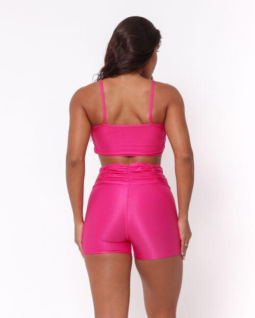Conjunto Short Básico Cós Franzido Compressão + Top Marta