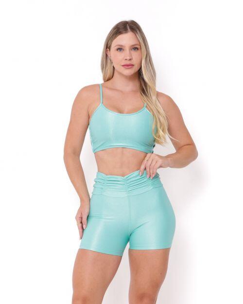 Conjunto Short Básico Cós Franzido Compressão + Top Marta