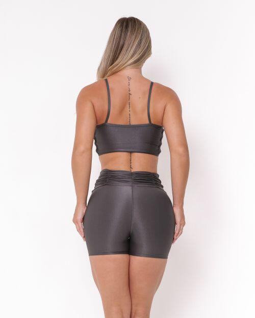 Conjunto Short Básico Cós Franzido Compressão + Top Marta