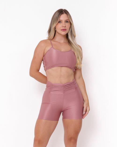 Conjunto Short Básico Cós Franzido Compressão + Top Marta