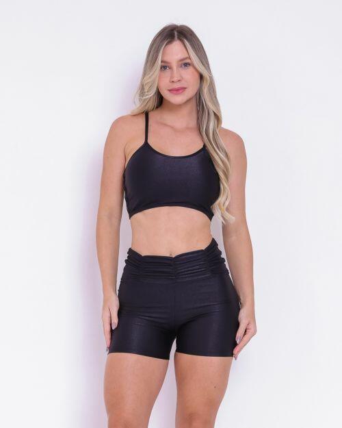 Conjunto Short Básico Cós Franzido Compressão + Top Marta
