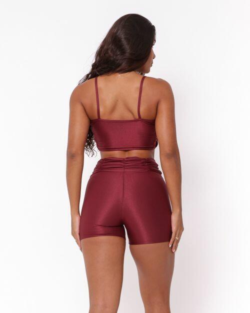 Conjunto Short Básico Cós Franzido Compressão + Top Marta