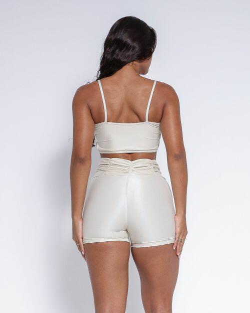 Conjunto Short Básico Cós Franzido Compressão + Top Marta