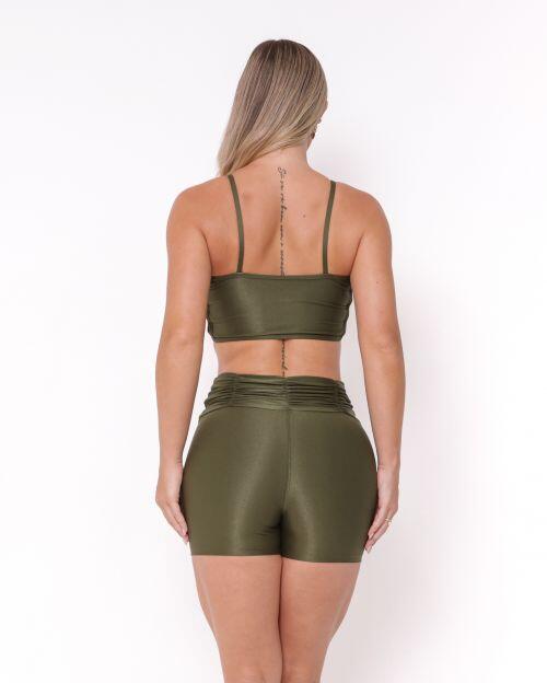 Conjunto Short Básico Cós Franzido Compressão + Top Marta