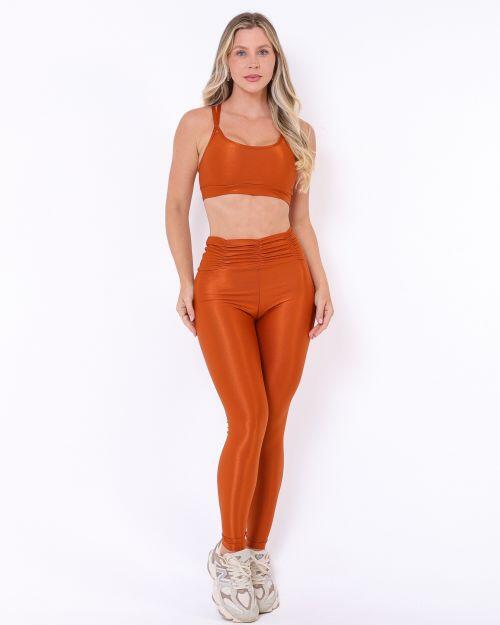 Conjunto Calça Básica Cós Franzido Compressão + Top Lu