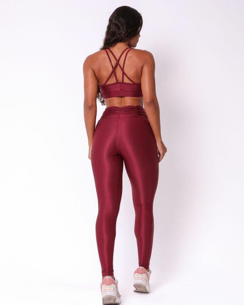 Conjunto Calça Básica Cós Franzido Compressão + Top Lu