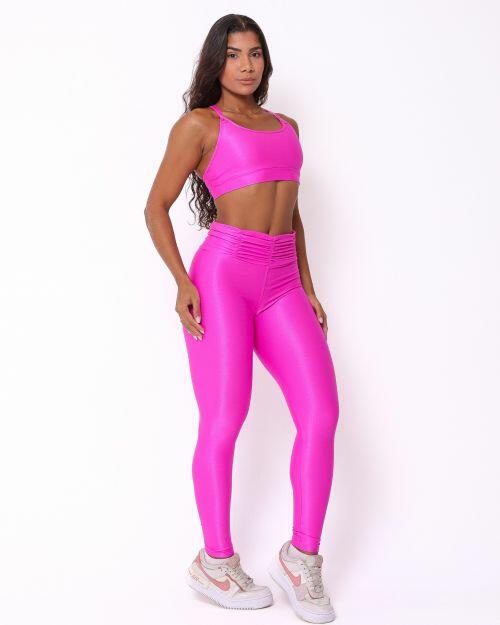 Conjunto Calça Básica Cós Franzido Compressão + Top Lu