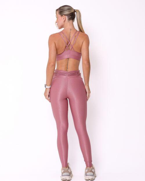 Conjunto Calça Básica Cós Franzido Compressão + Top Lu