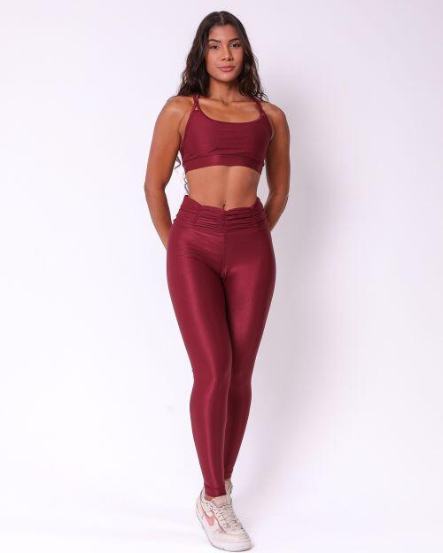 Conjunto Calça Básica Cós Franzido Compressão + Top Lu