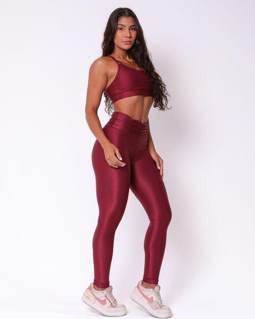 Conjunto Calça Básica Cós Franzido Compressão + Top Lu